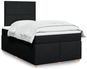 vidaXL Κρεβάτι Boxspring με Στρώμα Μαύρο 120x200 εκ. Υφασμάτινο
