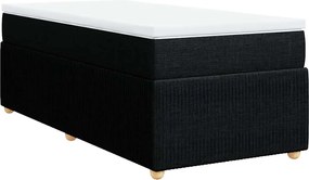 vidaXL Κρεβάτι Boxspring με Στρώμα Μαύρο 90x190 εκ.Υφασμάτινο