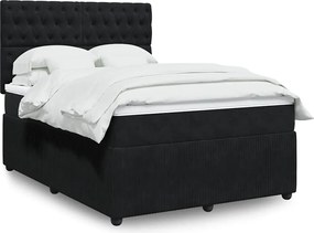 vidaXL Κρεβάτι Boxspring με Στρώμα Μαύρο 160x200 εκ. Βελούδινο