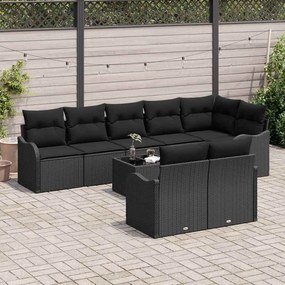vidaXL Σετ Καναπέ Κήπου 9 pcs Μαύρο συνθετικό ρατάν