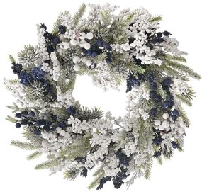 Χριστουγεννιάτικο Στεφάνι Χιονισμένο Με Berries 81592 55cm Multi