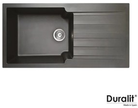 Duralit KS105 Negro Grafito Ένθετος Συνθετικός Νεροχύτης Αντιστρεφόμενος Με 1 Γούρνα και Ποδιά 100x50 cm