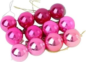 Σετ Χριστουγεννιάτικες μπάλες - 8cm - 12pcs - 326048 - Pink