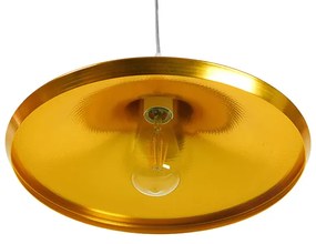 GloboStar® SHANGHAI GOLD 01545 Μοντέρνο Κρεμαστό Φωτιστικό Οροφής Μονόφωτο 1 x E27 Χρυσό Μεταλλικό Καμπάνα Φ37 x Y20cm