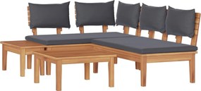 vidaXL Σετ Καναπέ Κήπου 4 pcs Καφέ και Γκρίζο