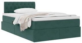 vidaXL Κρεβάτι Αποθήκης με στρώμα Σκούρο Πράσινο 120 x 200 cm Βελούδο