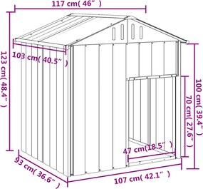 vidaXL Σπιτάκι Σκύλου με Οροφή Ανθρακί 117x103x123 εκ. Γαλβαν. Χάλυβας