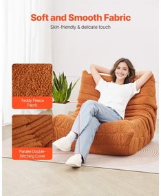 VEVOR L-Shaped Bean Bag Chair with Soft Armrests and Storage Pocket Brown