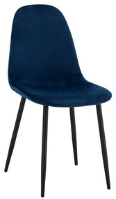 Chair Leonardo Velvet Blue with Metallic Legs  43x54x88 cm.