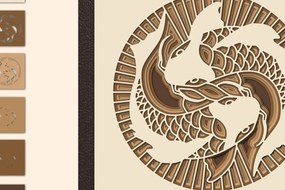 Σετ των 2 Intra απο ξύλο plywood 3mm-4mm πάχος – YingYang, Multilayer Δίασταση 20x20 cm INTRAFABR-8598322