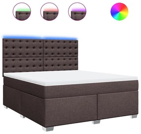 vidaXL Κρεβάτι Boxspring με Στρώμα Σκούρο Καφέ 180x200 εκ Υφασμάτινο