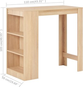 vidaXL Τραπέζι Μπαρ με Ράφι Χρώμα Δρυός 110 x 50 x 103 εκ.