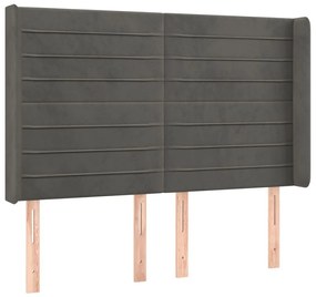 Κεφαλάρι με Πτερύγια Σκούρο Γκρι 147x16x118/128εκ.Βελούδινο - Γκρι