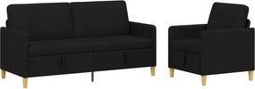 vidaXL Σαλονάκι Σετ Με Αποθηκευτικό Χώρο 2 pcs Μαύρο Πολυεστέρας