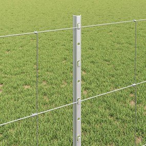 vidaXL Εξωτερική άγρια περίφραξη με στήλες 25 x 0,8 m Ασημί Δίχτυ