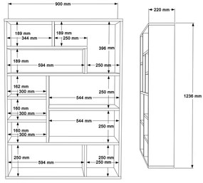 Βιβλιοθήκη Decora pakoworld σε φυσικό-λευκό απόχρωση 90x22x123.6εκ (1 τεμάχια)