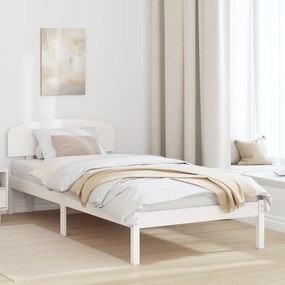 vidaXL Κρεβάτι με προσκέφαλο Λευκό 90x200 εκ Μασίφ Ξύλο Πεύκου