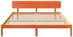 vidaXL Κρεβάτι με Κεφαλάρι Καφέ 180x200 εκ Συμπαγές ξύλο πεύκου