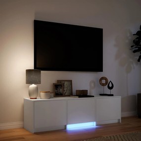 vidaXL Τηλεοπτική βιβλιοθήκη με LED 140 x 34 x 40 εκ Λευκό