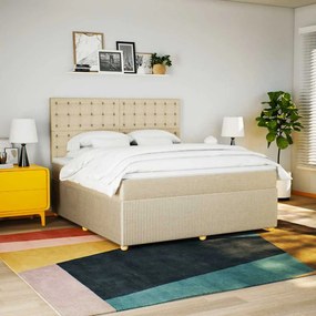 vidaXL Κρεβάτι Boxspring με Στρώμα Κρεμ 180x200 εκ. Υφασμάτινο