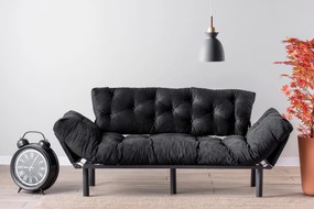 Τριθέσιος Καναπές Κρεβάτι Μαύρο TONNE 70x185x85