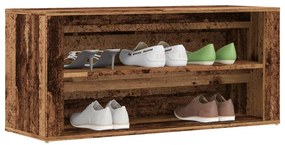 Παπουτσοθήκη Όψη Παλαιού Ξύλου 100x35x45 εκ. Επεξεργασμένο Ξύλο