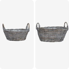 vidaXL Καλάθι φυτών με αποθήκευση 2 pcs Γκρι Ρατάν Lacak