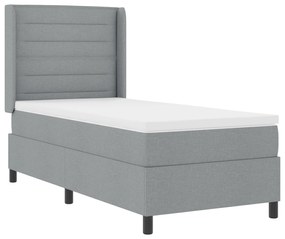 vidaXL Κρεβάτι Box Spring  με Στρώμα & LED Ανοικτό Γκρι 90x190 εκ. Ύφασμα
