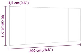 Κεφαλάρι Κρεβατιού Γκρι Σκυροδέματος 200x1,5x80 εκ. Επεξ. Ξύλο - Γκρι