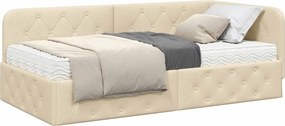 vidaXL Κρεβάτι Γωνίας Κρεμ 90 x 190 cm ύφασμα