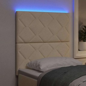 vidaXL LED κεφαλάρι Κρεμ ύφασμα
