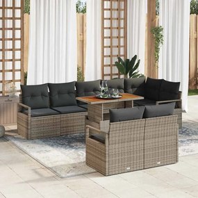 vidaXL Σετ Καναπέ Κήπου με αποθήκευση 9 pcs Γκρι Πολυ ράταν