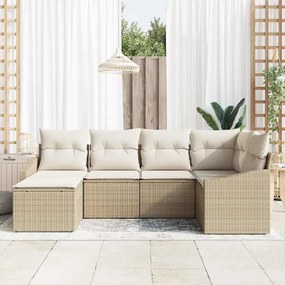 vidaXL Σέτ φαγητού για κήπο με μαξιλάρι 6 pcs Μπεζ και Κρέμα