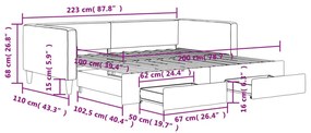 Καναπές Κρεβάτι Συρόμενος Αν. Γκρι 100x200 εκ Ύφασμα &amp; Συρτάρια - Γκρι