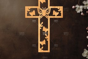 Σετ των 2 Intra απο ξύλο plywood 3mm-4mm πάχος Christian Cross Silhouette, Δίασταση 15x15 cm INTRAFABR-118677709