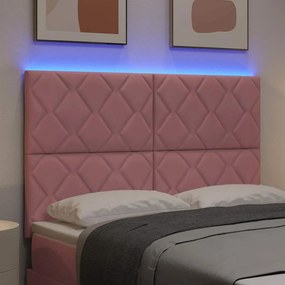 vidaXL LED Κεφαλάρι με φώτα λωρίδας LED Γεωμετρικό Ροζ 160 cm Βελούδο