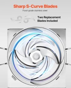 VEVOR Food Processor &amp; Vegetable Chopper 15L Food-Grade Stainless Steel Blender