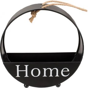 Κασπώ μεταλλικό στρογγυλό HOME μαύρο 21,8x8,2x22,4εκ.