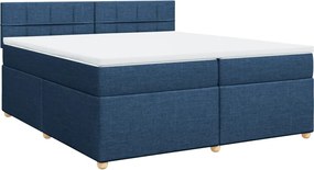 vidaXL Κρεβάτι Boxspring με Στρώμα Μπλε 200x200 εκ. Υφασμάτινο