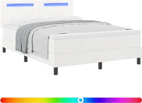 vidaXL Κρεβάτι με ελατήρια με στρώμα Λευκό 160 x 200 cm Τεχνητό δέρμα