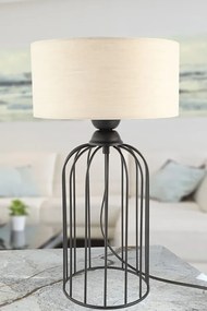 Stewehome Μαύρη Επιτραπέζια Λάμπα με Μπεζ Καπέλο 45x26 cm