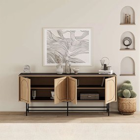 Μπουφές Joji Megapap χρώμα sapphire oak - silky black 186,8x40x77,6εκ.