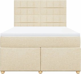 vidaXL Κρεβάτι Boxspring με Στρώμα Κρεμ 160x200 εκ. Υφασμάτινο
