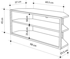 Έπιπλο τηλεόρασης γωνιακό Echo Megapap χρώμα sapphire oak 98x37x45εκ.