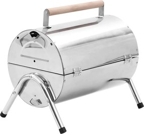 vidaXL Ψησταριά Κάρβουνου Επιτραπέζια από Ανοξ. Ατσάλι με Διπλή Σχάρα