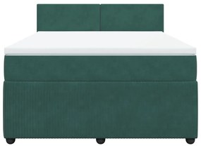 vidaXL Κρεβάτι Boxspring με Στρώμα Σκούρο Πράσινο 140x200εκ. Βελούδινο