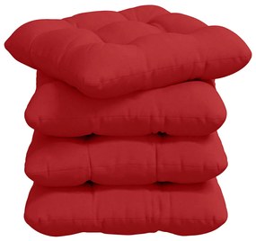 vidaXL Μαξιλάρια καθισμάτων 4 pcs Κόκκινο 45 x 45 x 12 εκ. ύφασμα