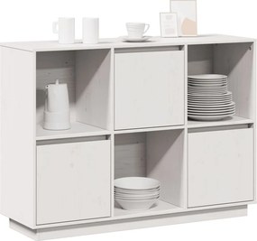 vidaXL Ντουλάπι Λευκό 110,5 x 35 x 80 εκ. από Μασίφ Ξύλο Πεύκου