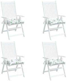 Μαξιλάρια Καρέκλας 4 τεμ. Σχέδιο Φύλλων 40x40x7 εκ. Υφασμάτινα - Πράσινο