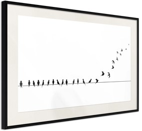 Αφίσα - Birds on a Wire - 45x30 - Μαύρο - Με πασπαρτού